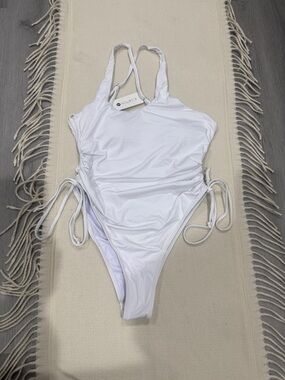 Koralife Women's White One-Piece Swimsuit with Side Ties